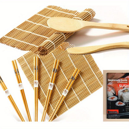 Sushi Making Kit 9/27Pcs with Bamboo Rolling Mats, Rice Molds, Paddle, Knife & Chopsticks – Beginner Set for Home, School, Camping & Gifts