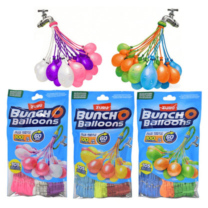 Rapid-Fill Self-Sealing Water Balloons 105+ 205+ Bulk Pack Outdoor Summer Fun Kids Adults Party Tropical Colors Fast Fill Balloon Fight Set ZURU Bunch O Balloons Compatible