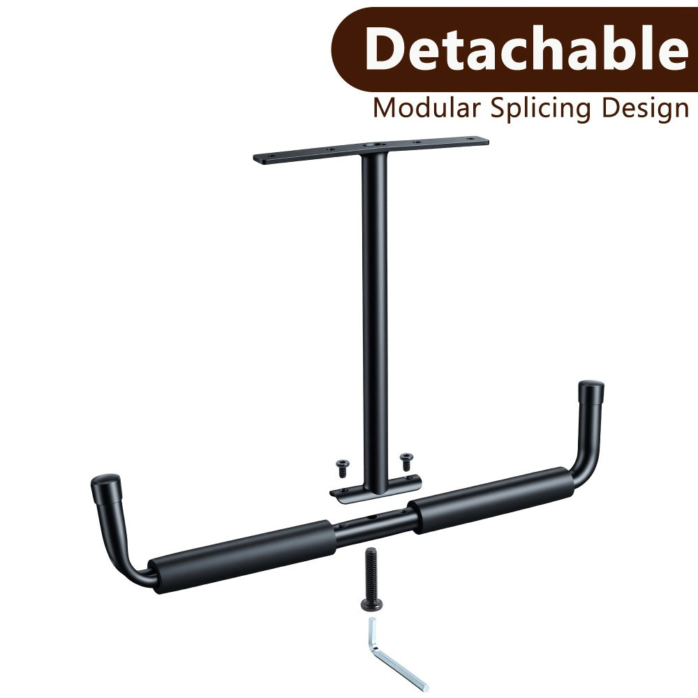 Heavy-Duty Ceiling Garage Storage Hook Rack – Overhead Ladder Hanger with Anti-Slip Foam, Space-Saving Ceiling Mount for Ladders, Hoses & Tools, 2/4pcs
