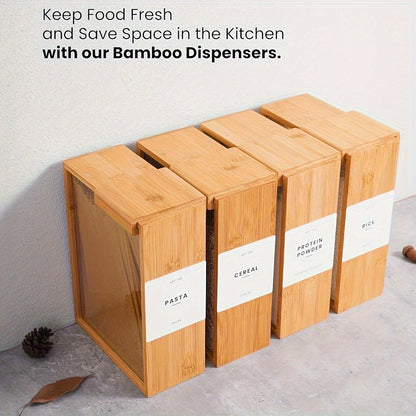 Bamboo Food Storage Containers 2-Pack – 101oz Rectangular Wooden Kitchen Storage Boxes with Sliding Lids for Rice, Beans, Pasta, Cereals & Dry Goods – Housewarming Gift