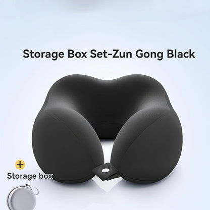 Memory Foam Travel Neck Pillow with Storage Bag – Ergonomic Slow Rebound Support, Machine Washable Cover, for Travel, Office & Napping