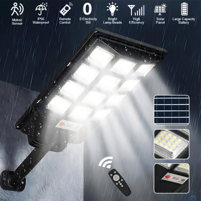 Solar Street Light Outdoor IP65 – High Brightness Wide Angle Dusk to Dawn Solar Powered with Remote Control for Parking Lot, Yard, Stadium & Plaza (58 / 90 / 192 LED)