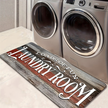 Farmhouse Laundry Room Runner Rug - Non-Slip Washable Retro Kitchen & Bathroom Mat | Anti-Slip Floor Runner for Laundry Room, Kitchen, Bathroom & Entryway | Boho Home Decor Accent Rug Multiple Sizes