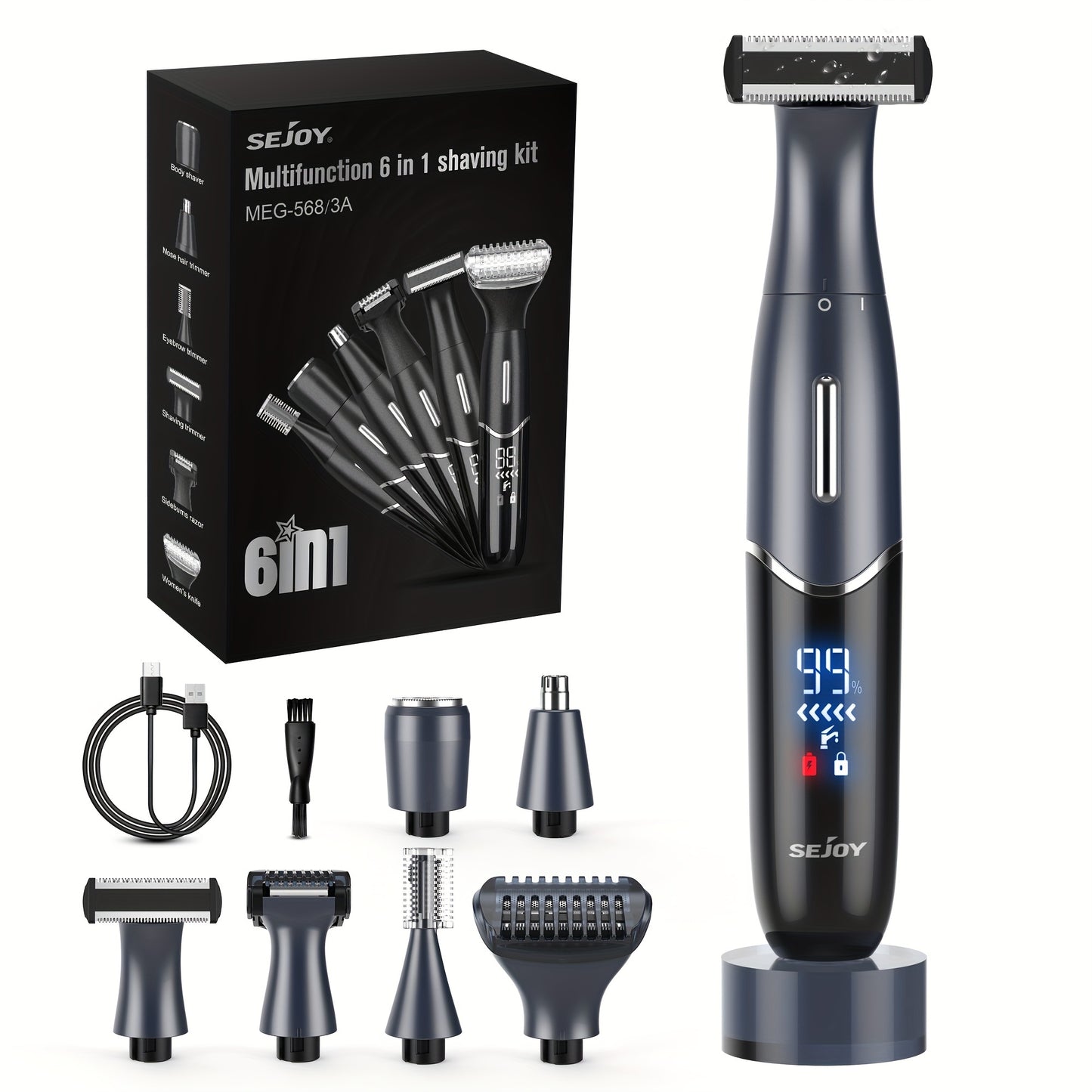 Women's Electric Bikini Trimmer Body Shaver Cordless Painless Razor Replaceable Heads Facial Hair Eyebrow Nose Ear Hair Removal Sensitive Skin