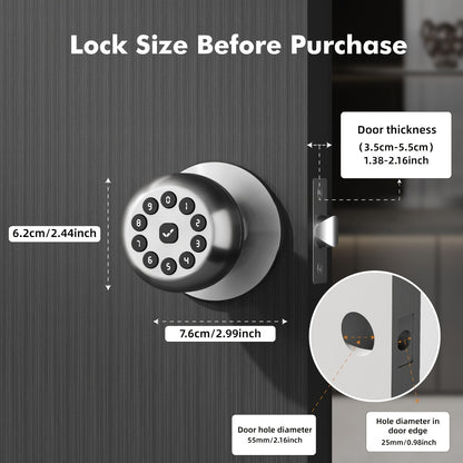Smart Door Lock Keyless Entry – 3-in-1 APP + PIN + Key Access, Auto-Lock, Wireless Bedroom Door Lock with Durable Alloy Construction, Easy Installation, Holiday Gift for Family (Silver)