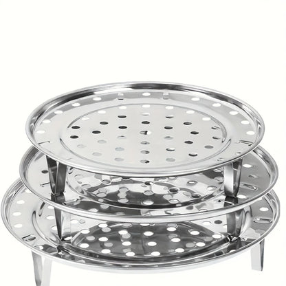 Stainless Steel Steamer Rack Set 3-Piece Multi-Layer Round Steamer Insert with Can Holder – Fits Most Pots for Home Kitchen | Stackable Steam Tray Cooking Rack for Vegetables Dumplings & More