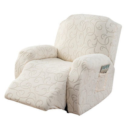 Recliner Chair Cover High Elasticity Stretch Swirl Pattern Slipcover Dust Scratch Resistant Washable Pet Friendly Fits Single Seater Sofa Massage Chair Living Room Furniture Protector