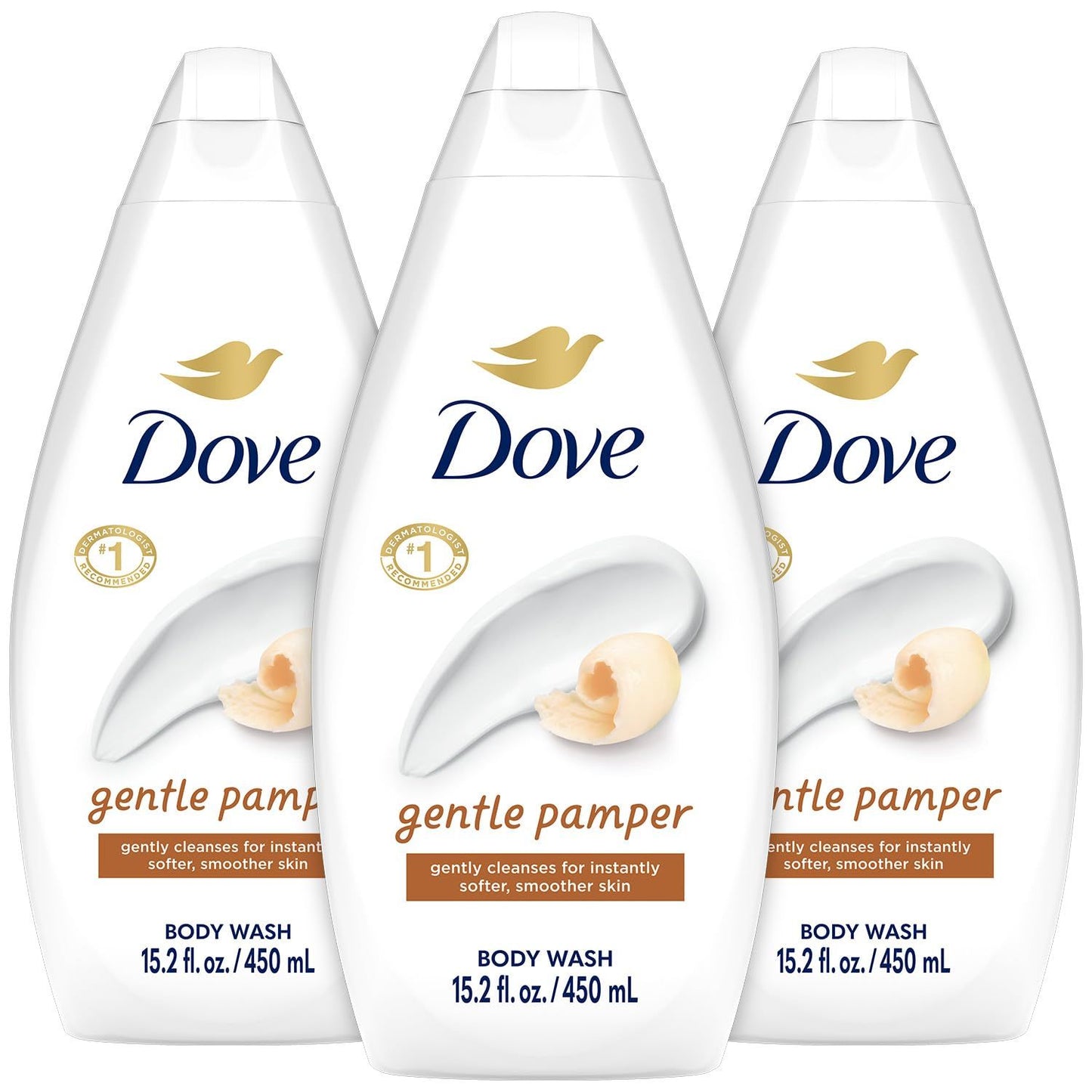 Dove Body Wash Gentle Pamper 450ml 3 Pack | Moisturizing Shower Gel with Soft Jasmine & Shea Butter Scent