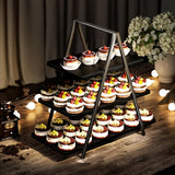 Black wooden three-tier cake stand