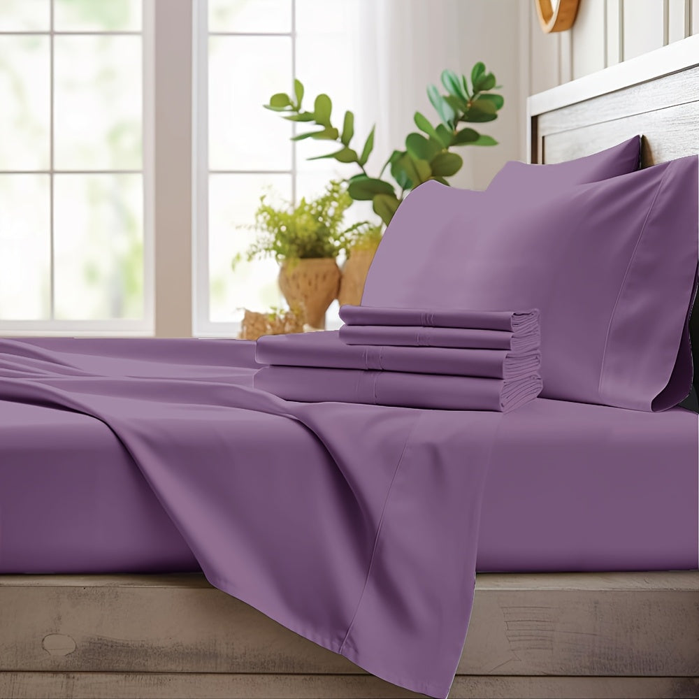Bamboo Cooling Sheet Set 4pcs – Deep Pocket Fitted Sheet Flat Sheet Pillowcases for Hot Sleepers Twin Full Queen King