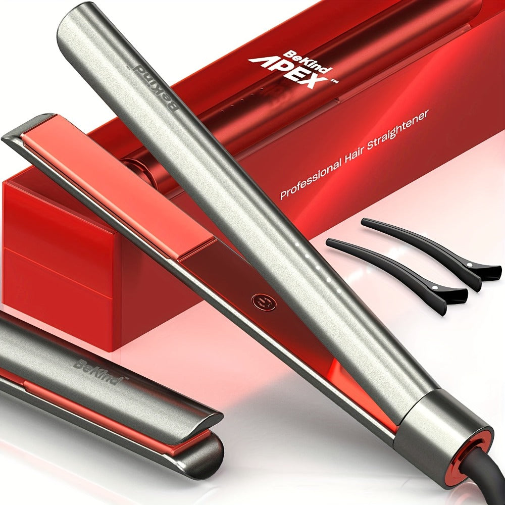 Hair Straightener Flat Iron 2-in-1 Curling Iron | 460°F Professional Ceramic Plates | 15s Fast Heating | Temp Memory | UltraSmooth Anti-Frizz | Gift Set for Women Girls
