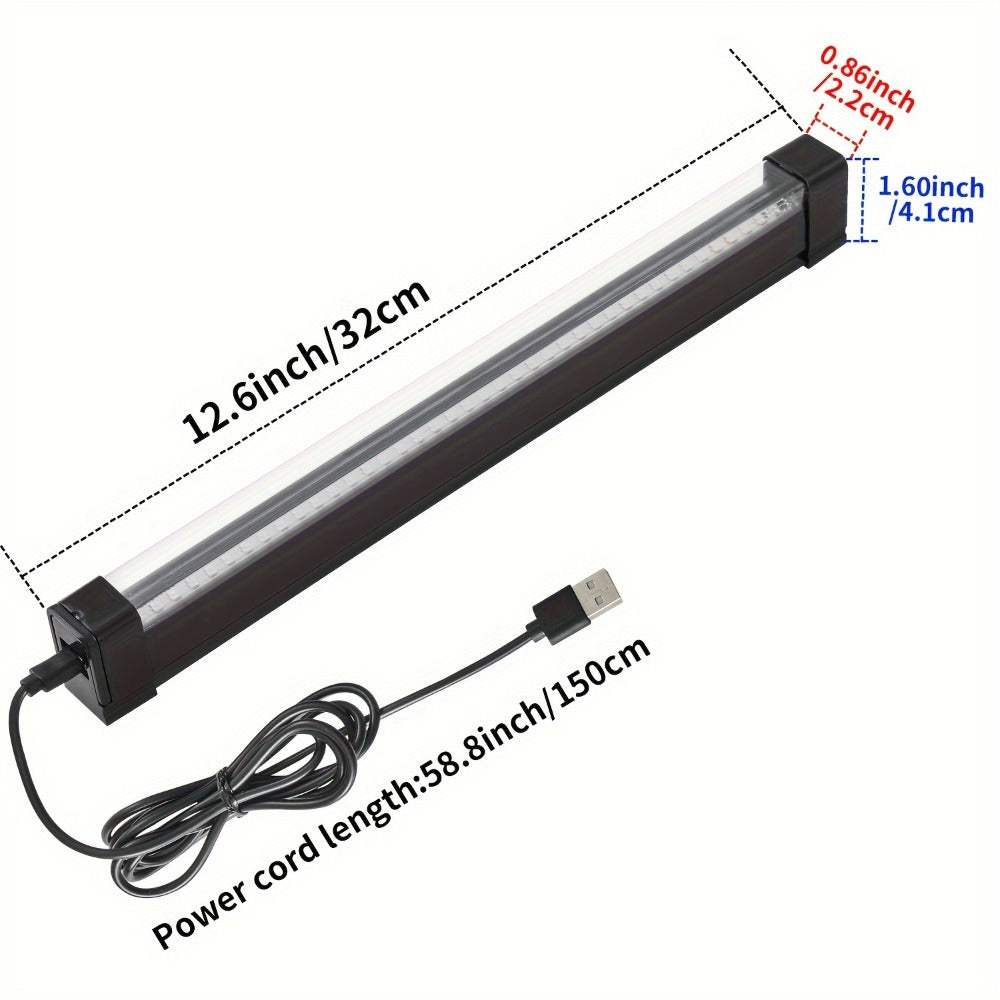 UV Black Light Strip USB LED – 32cm / 12.6ft Portable Magnetic Black Light Tube for Halloween Party, Fluorescent Tapestry, Body Paint, Posters, Christmas & Cabinet Lighting (3-Pack / 4-Pack)