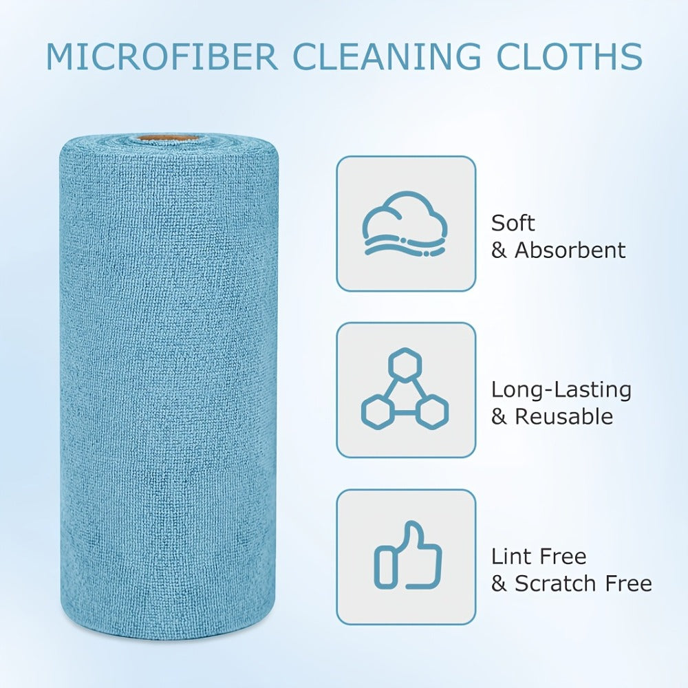 Microfiber Cleaning Cloths Reusable Paper Towel Roll Replacement – Washable Absorbent Tear-Away Dishcloths for Kitchen, Bathroom & Car | Eco-Friendly Rags 50 or 100 Pack, 12x12 Inch