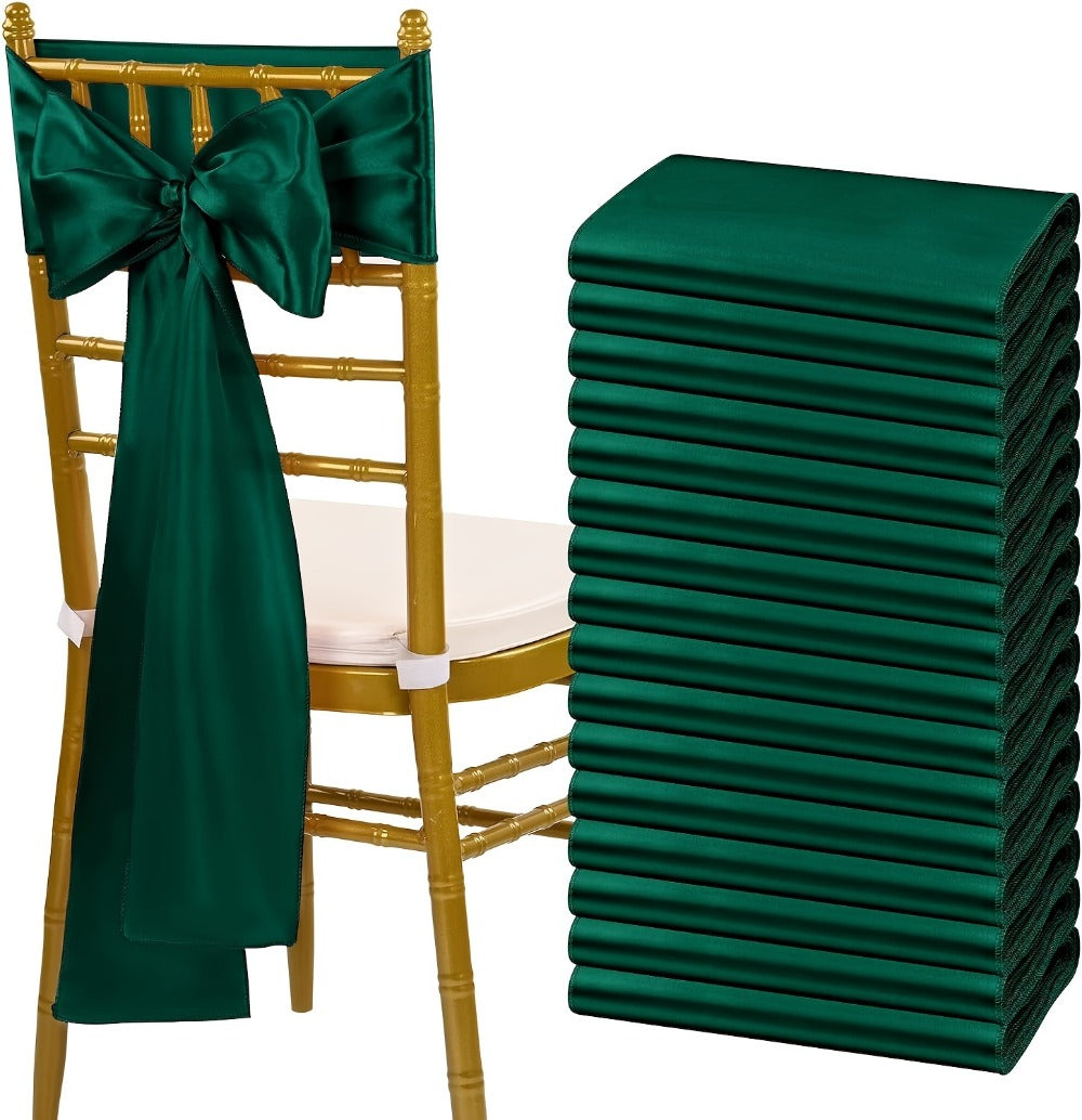 100pcs Satin Chair Sashes Bows for Wedding Banquet Party Event Decoration – 13 Colors, 18×275cm