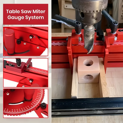 400mm Woodworking Angle Gauge with Adjustable Fence & Guide Rail – Precision Miter Measuring Tool Compatible with 30mm & 45mm T-Track for Table Saw Router