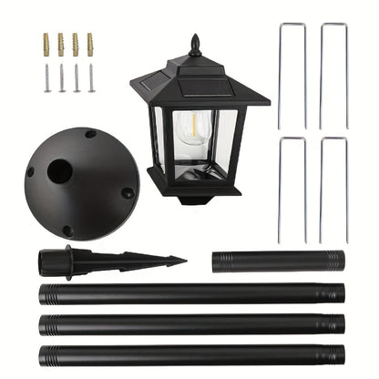 Solar Outdoor Lamp Post Pole Lights 2-Pack Built-in Lithium Battery Auto On Off Waterproof Garden Pathway Yard Porch Driveway Landscape Lighting