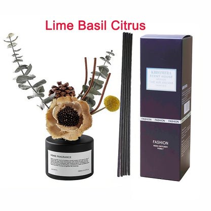 Reed Diffuser with Real Flowers & Essential Oil - Long-Lasting Home Fragrance Scent Sticks for Bedroom Bathroom Living Room, Jasmine Gardenia Sandalwood Citrus