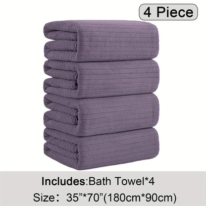 Bath Towels Set 4 Pack 35x70 Inch Oversized Extra Large - Microfiber Super Absorbent Quick Dry XL Bath Sheet Soft Bathroom Towels | 13 Colors | Family Hotel Spa Shower Towel Set Coastal Style