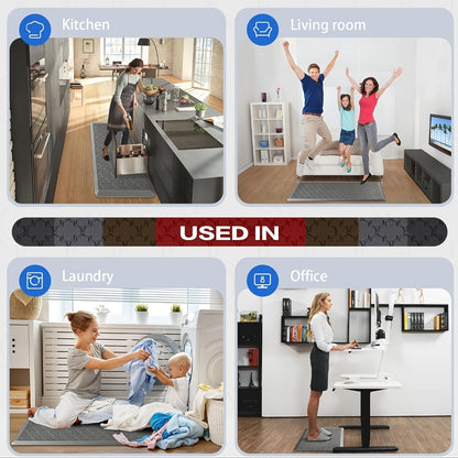 Anti-Fatigue Kitchen Floor Mat – Cushioned PVC Foam Non-Slip Ergonomic Standing Mat for Kitchen, Office, Sink & Laundry, 2 Sizes – Gray & Black