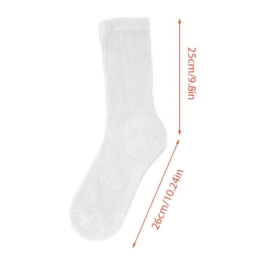 Cotton Diabetic Crew Socks 12 Pairs Non-Binding Neuropathy Loose Fit Seamless Cushioned Full Length for Men Women Edema Sensitive Feet White Black Brown Khaki Navy Grey