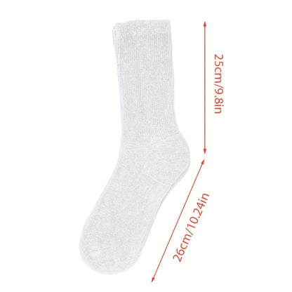 Cotton Diabetic Crew Socks 12 Pairs Non-Binding Neuropathy Loose Fit Seamless Cushioned Full Length for Men Women Edema Sensitive Feet White Black Brown Khaki Navy Grey