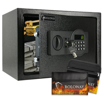 Fireproof Safe Box with Keyboard Lock – ROLOWAY Home & Office Security Safe with Fireproof Bag, Multiple Sizes, Black & Pink Options