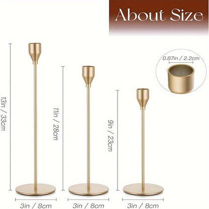 Taper Candlestick Holders Set of 6 - Decorative Metal Candle Holder Stand for Home Decor Wedding Dining Table Centerpiece Party Anniversary Event, Gold Rose Gold Black (Candles Not Included)