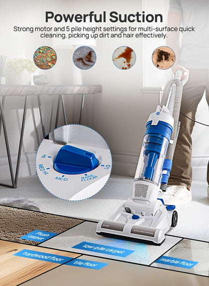 Bagless Upright Vacuum Cleaner Vacmaster UC0101 Strong Suction 20ft Cord 13-Inch Cleaning Path for Carpet Hard Floor Pet Hair Portable Home Floor Cleaner