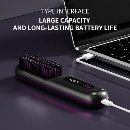 Cordless Mini Hair Straightener Wireless Flat Iron USB Rechargeable 2000mAh 3-Speed Adjustable Temp LED Display Professional Styling Smooth Shiny Hair Travel Home Black White