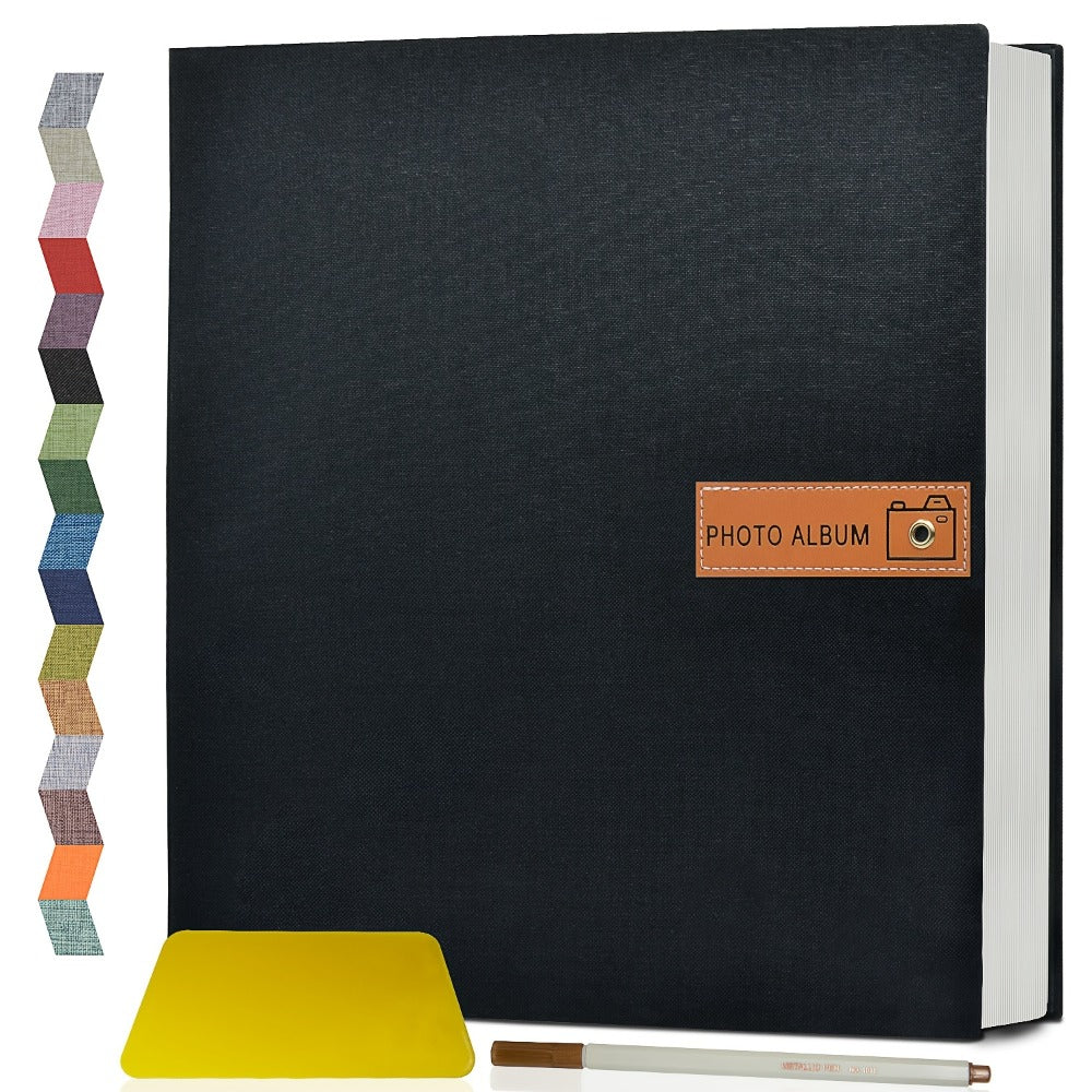 Self Adhesive Photo Album Scrapbook – Large Linen Cover Memory Book for 4x6 5x7 8x10 Photos, DIY Picture Book with Metal Pen, Gift for Mom, Baby, Wedding, Valentine's Day & Mother's Day, 40 & 60 Pages