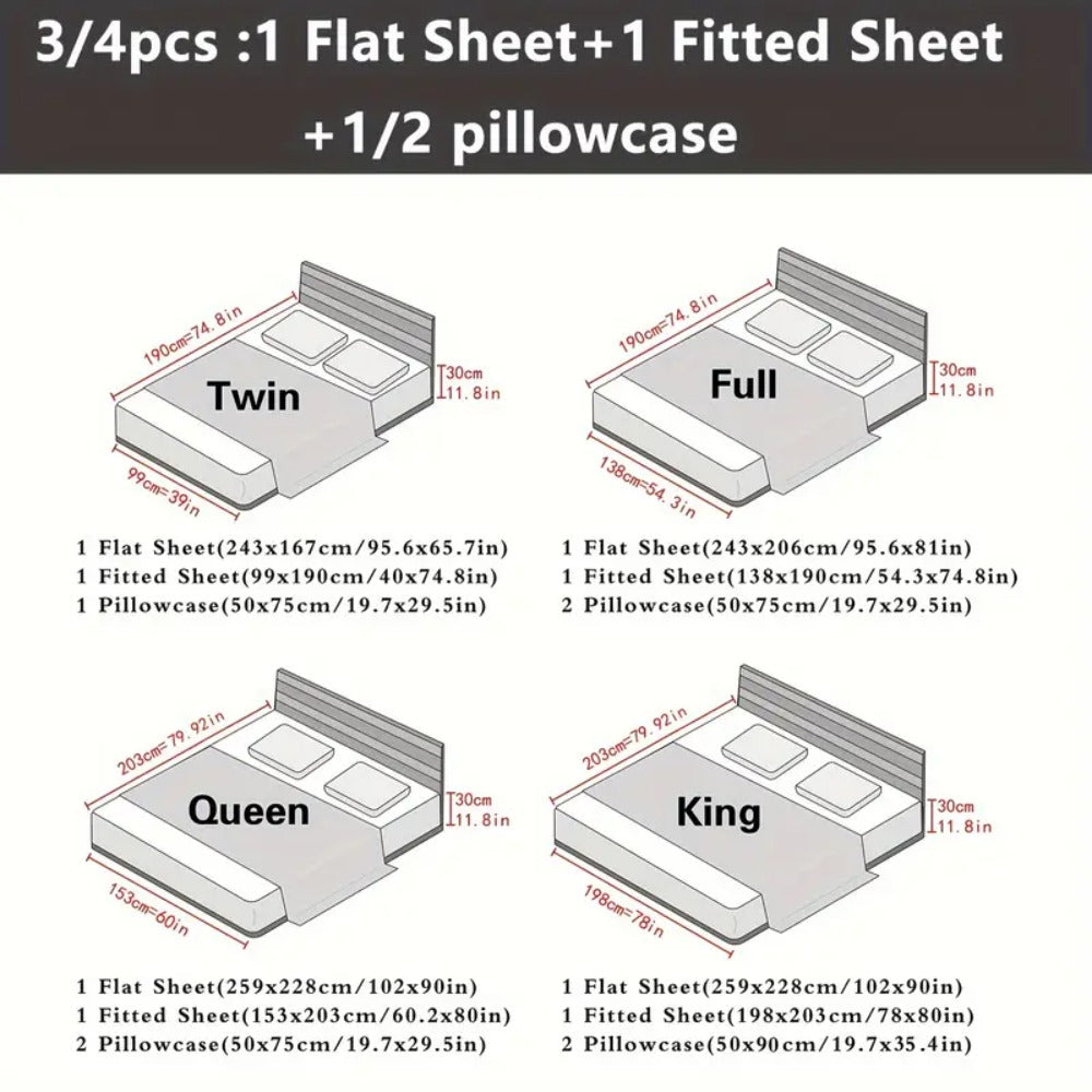Satin Bed Sheet Set 4 Pcs – Luxury Silky Smooth Hotel-Quality Bedding, Wrinkle-Free Deep Pocket Fitted Sheet, All-Season Elegant Satin Sheets – Twin, Full, Queen & King, Multiple Colors