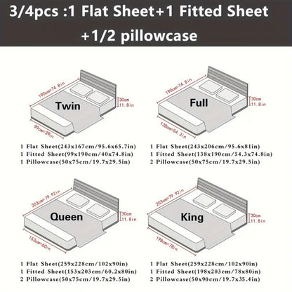 Satin Bed Sheet Set 4 Pcs – Luxury Silky Smooth Hotel-Quality Bedding, Wrinkle-Free Deep Pocket Fitted Sheet, All-Season Elegant Satin Sheets – Twin, Full, Queen & King, Multiple Colors