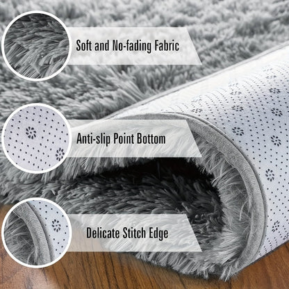 Shaggy Area Rug Soft Plush Fuzzy Carpet Non-Slip Tie-Dye Design for Bedroom Living Room Nursery Dorm — Pet Friendly Machine Washable Multiple Sizes & Colors