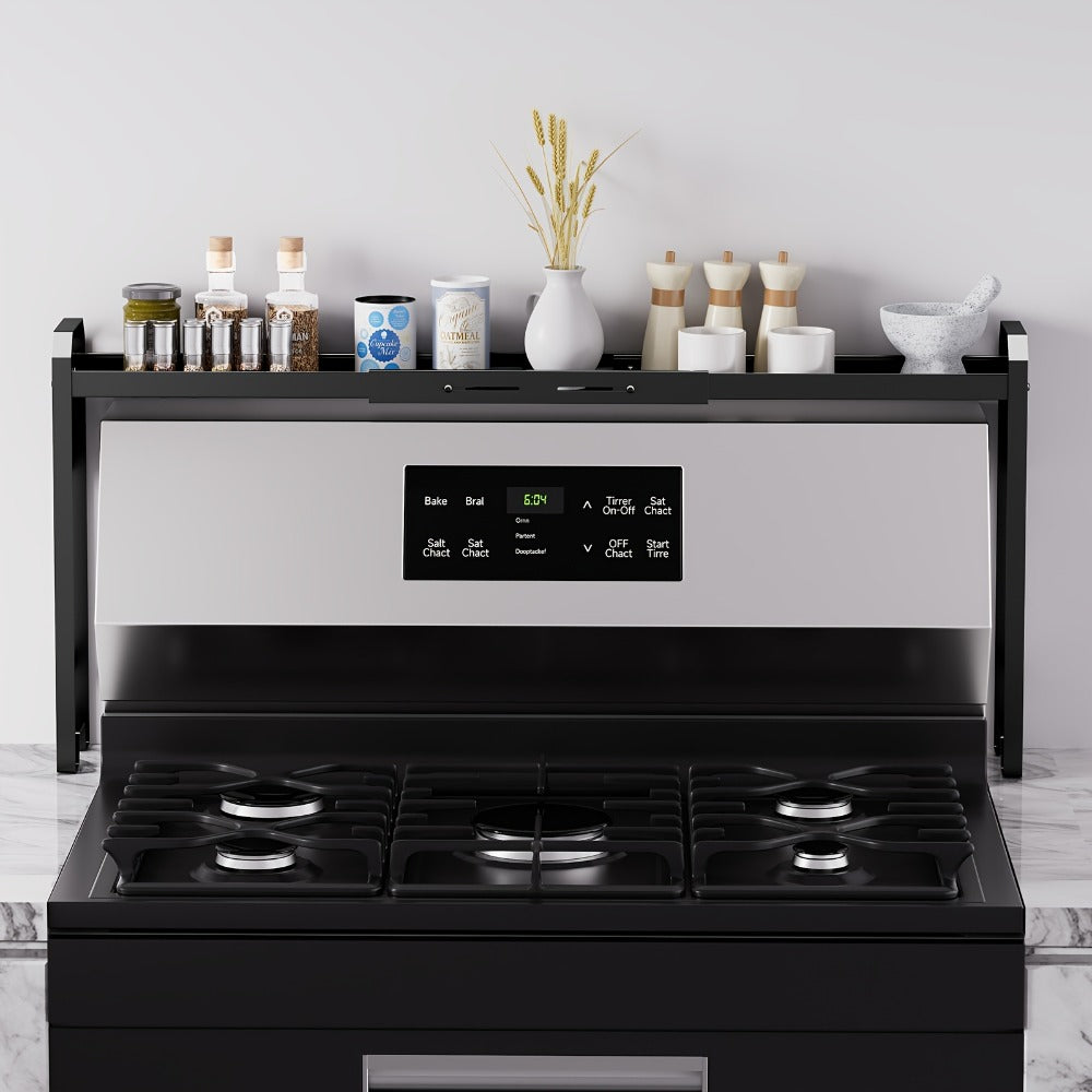 Stove Shelf Spice Rack Organizer – Expandable Adjustable Height Kitchen Storage Rack for Back of Stove, Over Sink, Counter Top Organization