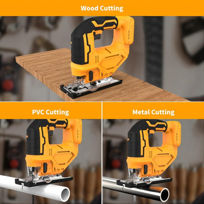 Cordless Jigsaw Compatible with Dewalt 20V Battery – LED Work Light, 0°-45° Bevel, 3 Orbital Settings for Straight Curved & Circular Cuts