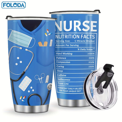 Nurse Tumbler 20oz Stainless Steel Double Wall Vacuum Insulated Travel Mug with Lid Leak-Proof Oval Water Bottle Funny Nurse Design Gift for Nurses Doctors Healthcare Workers Christmas Valentine Appreciation