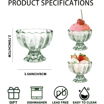 Tulip Shaped Dessert Bowls Set of 12 – 5 Oz Glass Cups for Ice Cream, Sundaes, Fruit & Salads – Dishwasher Safe Snack & Cocktail Bowls – Perfect for Christmas & Holiday Gatherings – Light Green