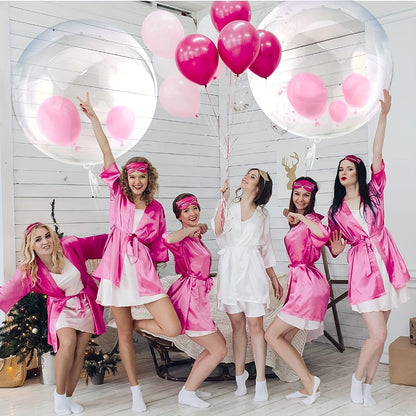 Clear Helium Balloons 10-Pack | Transparent Party Balloons 18" 20" 24" 36" for Weddings Birthdays Christmas Halloween Mardi Gras Celebrations – Helium Ready with Sturdy Neck & Base