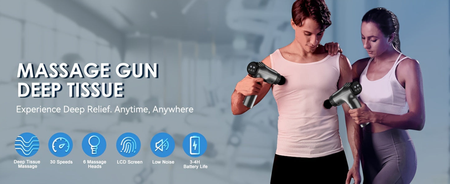 Massage Gun Deep Tissue - GVBER 6-Head Handheld Muscle Massager for Body Pain Relief, Relaxation & Recovery - Gift for Women Men