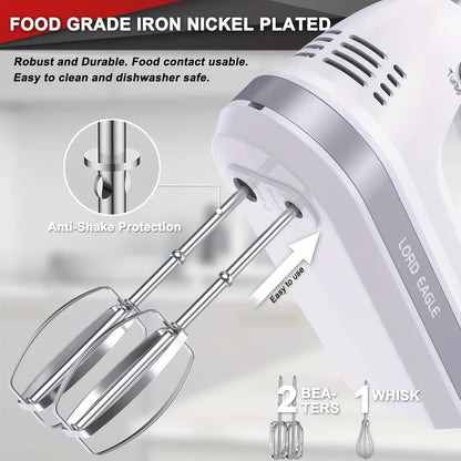 Hand Mixer Electric 300W with Stainless Steel Attachments & Storage Case - 5-Speed Control for Baking Cakes, Eggs & Whipping Cream, Compact Kitchen Handheld Mixer for Home Use