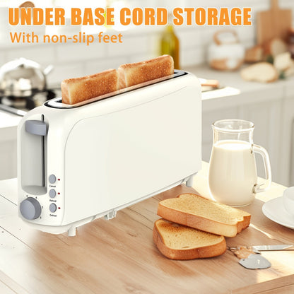 2 Slice Slim Toaster with 6 Shade Settings, Cancel Reheat Defrost Functions, Removable Crumb Tray – Compact 750W Bread Toaster for Kitchen Counter, Fits Bread Waffle Bagel