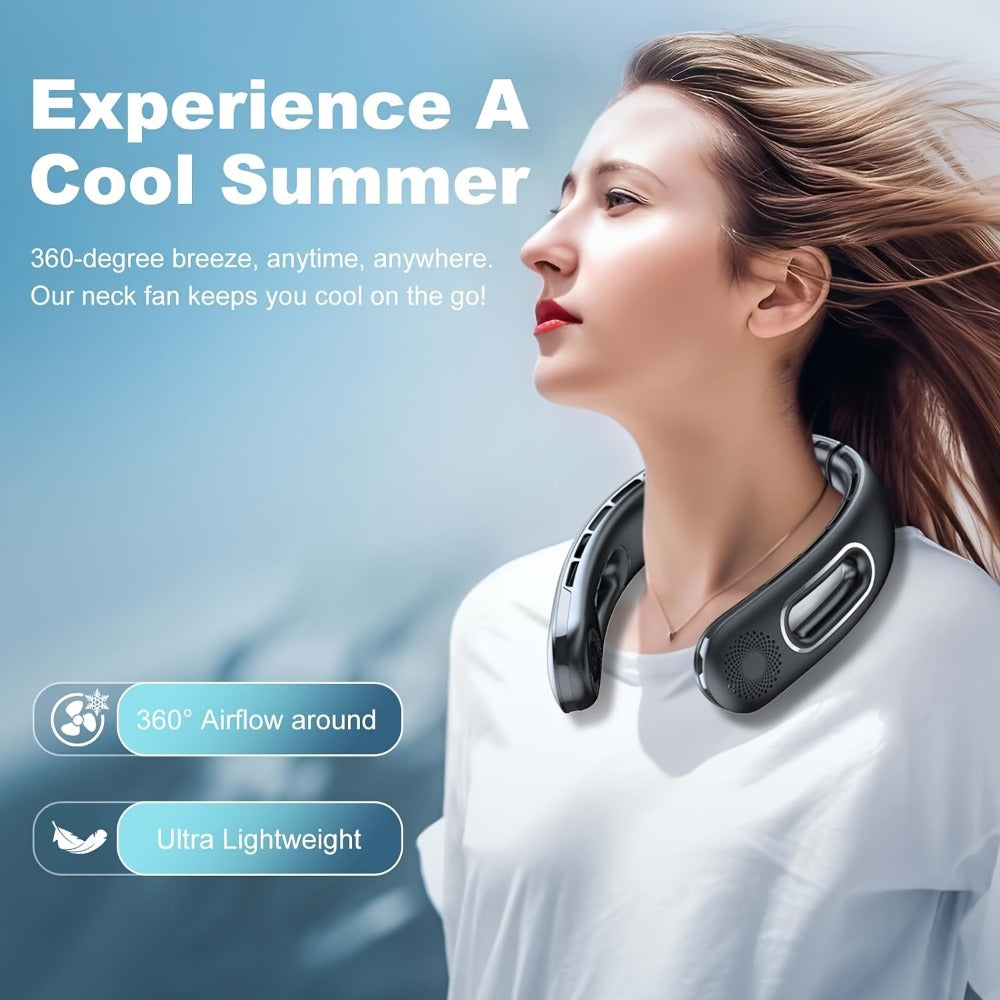 Neck Fan Portable Bladeless 360° Cooling, 16-Hour Battery Life, 4 Speed Settings, USB Rechargeable Hands-Free Wearable Personal Fan for Women and Men, Travel, Office, Outdoor, Camping and Stocking Stuffer
