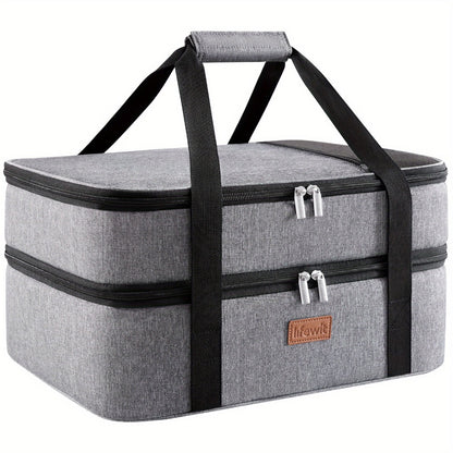 Insulated Casserole Carrier for Hot or Cold Food - Casserole Dish Carrying Case with Leak Proof Aluminum Foil Lining Fits 9x13 Baking Dish, Portable Food Warmer Bag for Potluck Picnic Cookout and Party, Single or Double Decker in 5 Colors