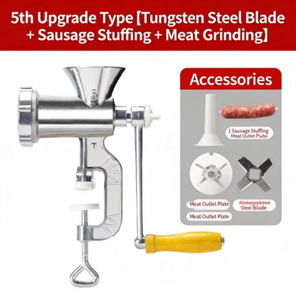Manual Meat Grinder with Table Clamp Heavy Duty Stainless Steel Hand Crank Food Processor for Grinding Meat Vegetables & Spices – No Electricity Required