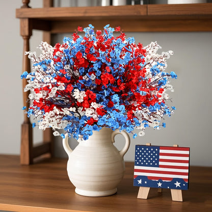 Artificial Baby's Breath Flowers 9pcs – Red White Blue Gypsophila Fake Flowers for Independence Day, Patriotic Party, Home Decor, Tabletop & Seasonal Holiday Floral Arrangements