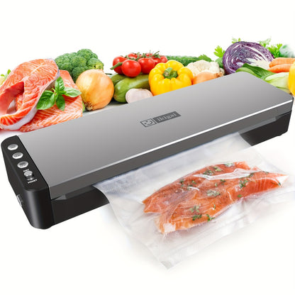 Vacuum Sealer Machine 80kPa Powerful Suction Automatic Food Sealer 125W Dry Wet Modes Stainless Steel Easy Clean Food Preservation System for Home Kitchen