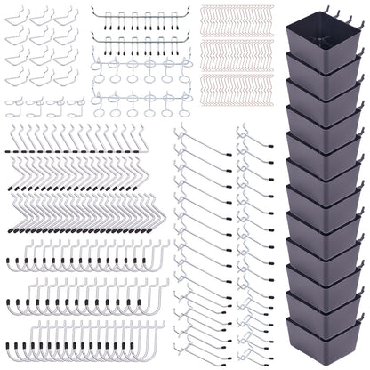 Pegboard Hooks Organizer Kit 278pcs with Bins – 1/8 & 1/4 Inch Peg Board Hook Assortment for Garage Wall Tool Storage | Hanging Storage Accessories for Workshop, Craft Room & Home Organization