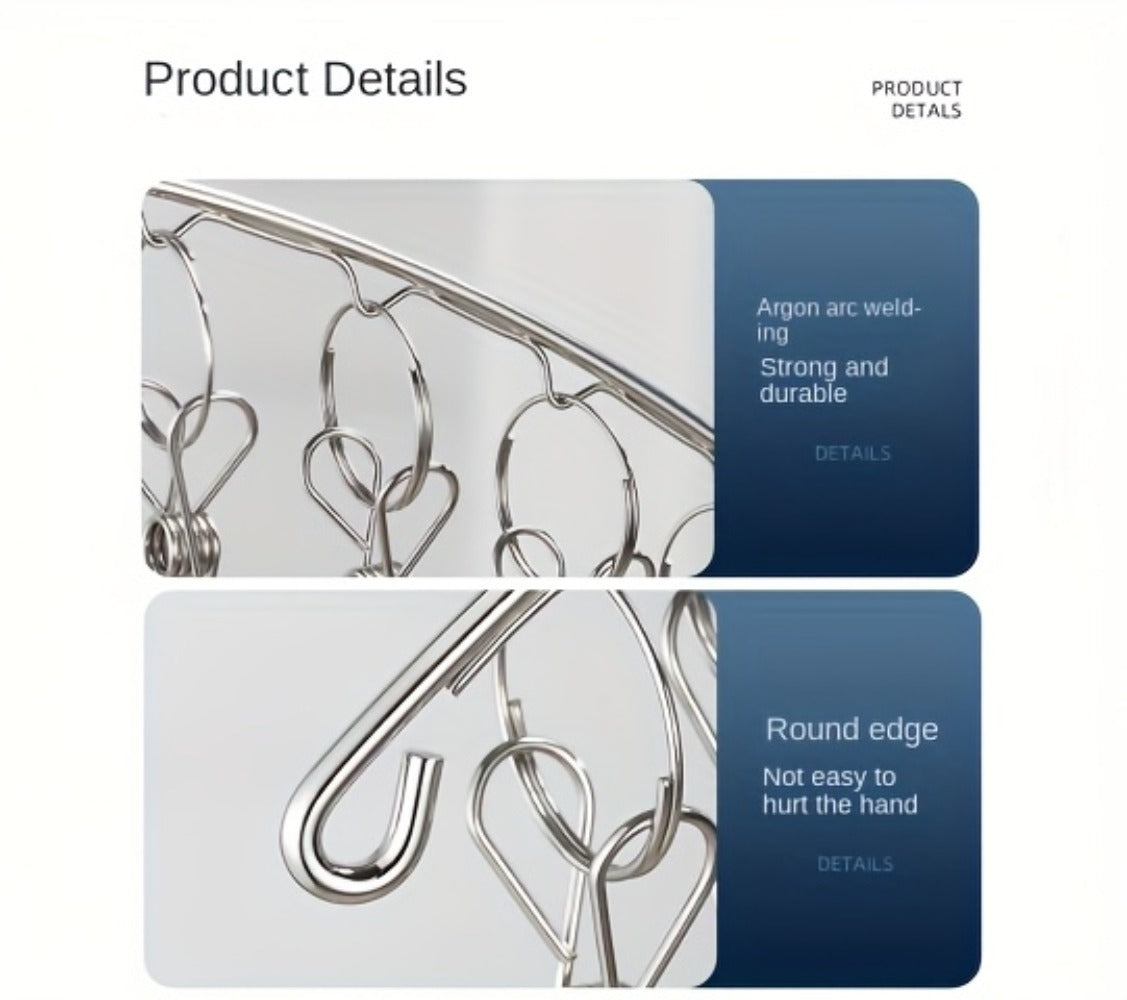 Clothes Drying Rack with Clips Stainless Steel Laundry Hanger Windproof Skidproof Multi-Clip Sock Underwear Dryer for Home Bedroom Balcony – 30/40/50 Clips