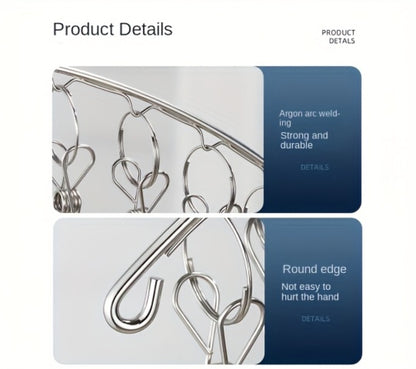 Clothes Drying Rack with Clips Stainless Steel Laundry Hanger Windproof Skidproof Multi-Clip Sock Underwear Dryer for Home Bedroom Balcony – 30/40/50 Clips