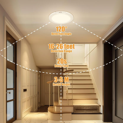 Rechargeable Ceiling Light No Wiring – Battery Operated LED Ceiling Light with Remote Control, Motion Sensor, Dimmable & Timer, Wireless Overhead Light for Bathroom Pantry Hallway Closet Porch Garage